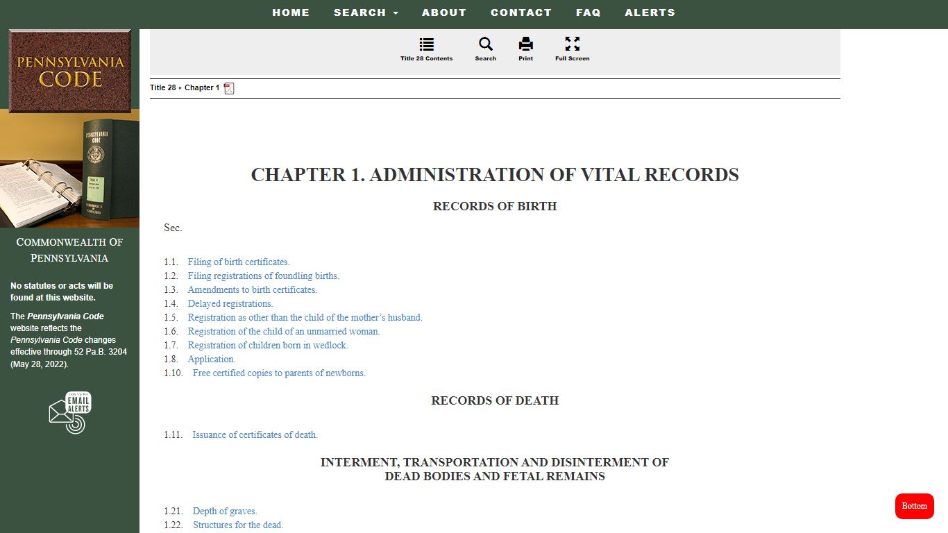 CHAPTER 1. ADMINISTRATION OF VITAL RECORDS - Pennsylvania Bulletin